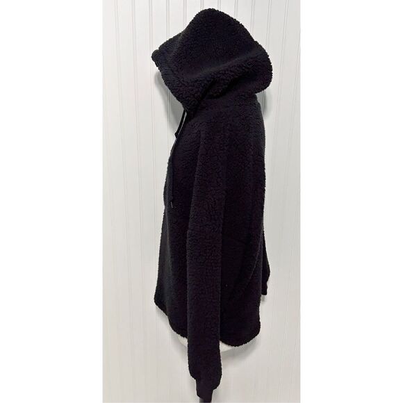Victoria’s Secret Pink Women's Half Zip Pullover Sherpa Hoodie Black Size Medium - Picture 6 of 12